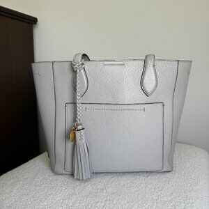 Cole Haan Piper Small Pebbled Leather Tote Bag | Light Gray